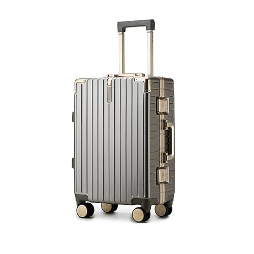 Yobohui Leichter Koffer, Gepäck mit Aluminiumrahmen, Handgepäck mit Spinner-Rädern, geeignet for Männer, Mädchen und Studenten(Gray,26in) von Yobohui
