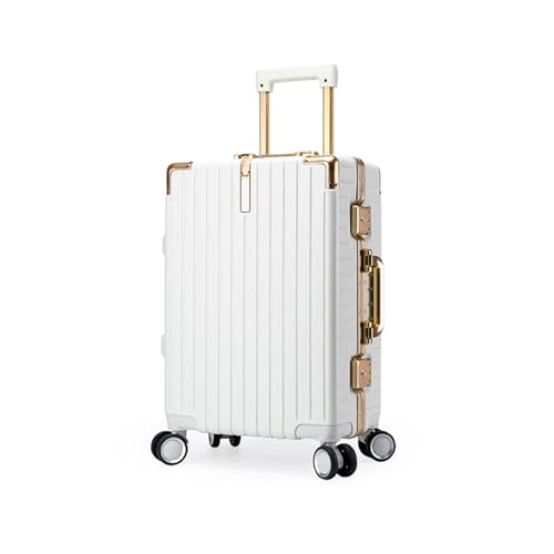Yobohui Leichter Koffer, Gepäck mit Aluminiumrahmen, Handgepäck mit Spinner-Rädern, geeignet for Männer, Mädchen und Studenten(White,22in) von Yobohui
