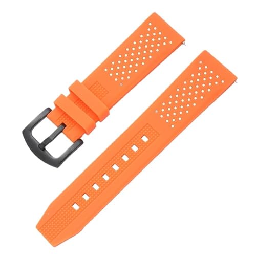 Yobohui Silikon-Uhrenarmband, 20 mm, 22 mm, universelles weiches Gummiband, geeignet for Damen und Herren(Orange,Width20mm) von Yobohui