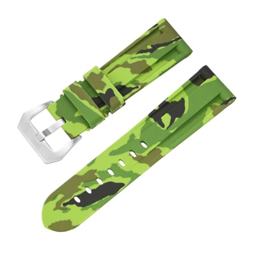 Yobohui Silikon-Uhrenarmband 20 mm 22 mm 24 mm 26 mm Armband for Männer und Frauen Sport Weichgummi Ersatz Schnellverschluss(Light green camouflage,20mm) von Yobohui