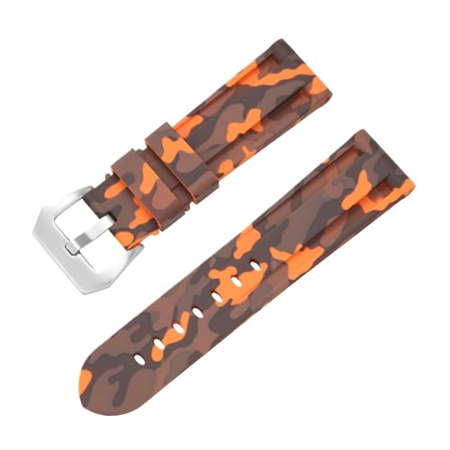 Yobohui Silikon-Uhrenarmband 20 mm 22 mm 24 mm 26 mm Armband for Männer und Frauen Sport Weichgummi Ersatz Schnellverschluss(Orange camouflage,20mm) von Yobohui