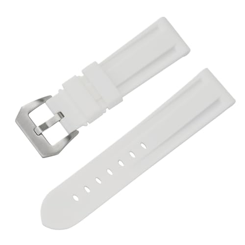 Yobohui Silikon-Uhrenarmband 20 mm 22 mm 24 mm 26 mm Armband for Männer und Frauen Sport Weichgummi Ersatz Schnellverschluss(White,26mm) von Yobohui