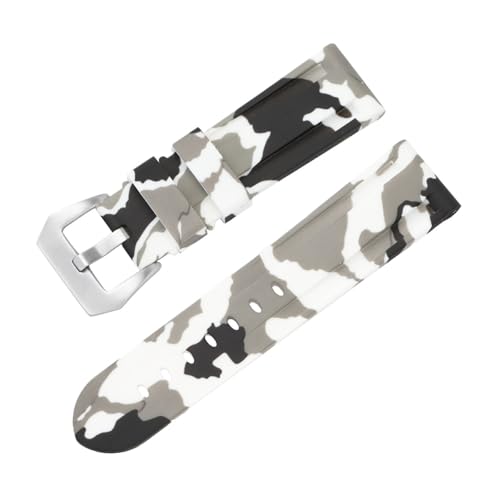 Yobohui Silikon-Uhrenarmband 20 mm 22 mm 24 mm 26 mm Armband for Männer und Frauen Sport Weichgummi Ersatz Schnellverschluss(White camouflage,22mm) von Yobohui