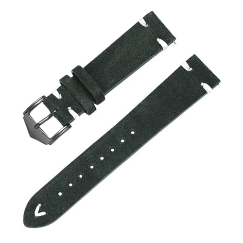 Yobohui Uhrenarmband-Zubehör aus Wildleder, 20/22 mm, Unisex-Ersatzarmband aus Leder, Dornschließe, Uhrenzubehör(Green,Width20mm) von Yobohui