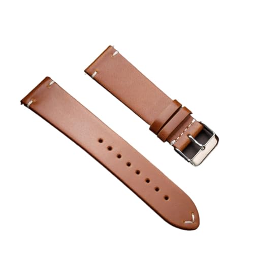Yobohui Vintage Lederarmband 18~24mm Damen Herren Universal Business Uhrenarmband Schnellverschluss(Yellowbrown,Width19mm) von Yobohui