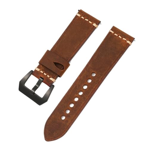 Yobohui Vintage Lederarmband 22/22/24 mm Herren Schnellverschluss Smart Watch Armband Dornschließe(Darkbrown,Width24mm) von Yobohui