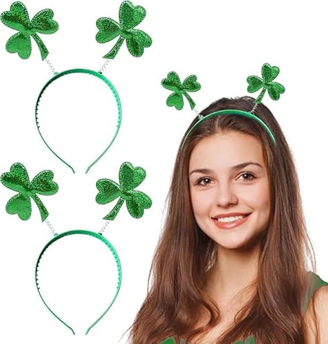Yocharm St. Patrick's Day Stirnbänder grünes Kleeblatt Stirnband St. Patrick's Day Kostüm Zubehör für Damen und Mädchen (Kleeblatt, 2 Stück) von Yocharm