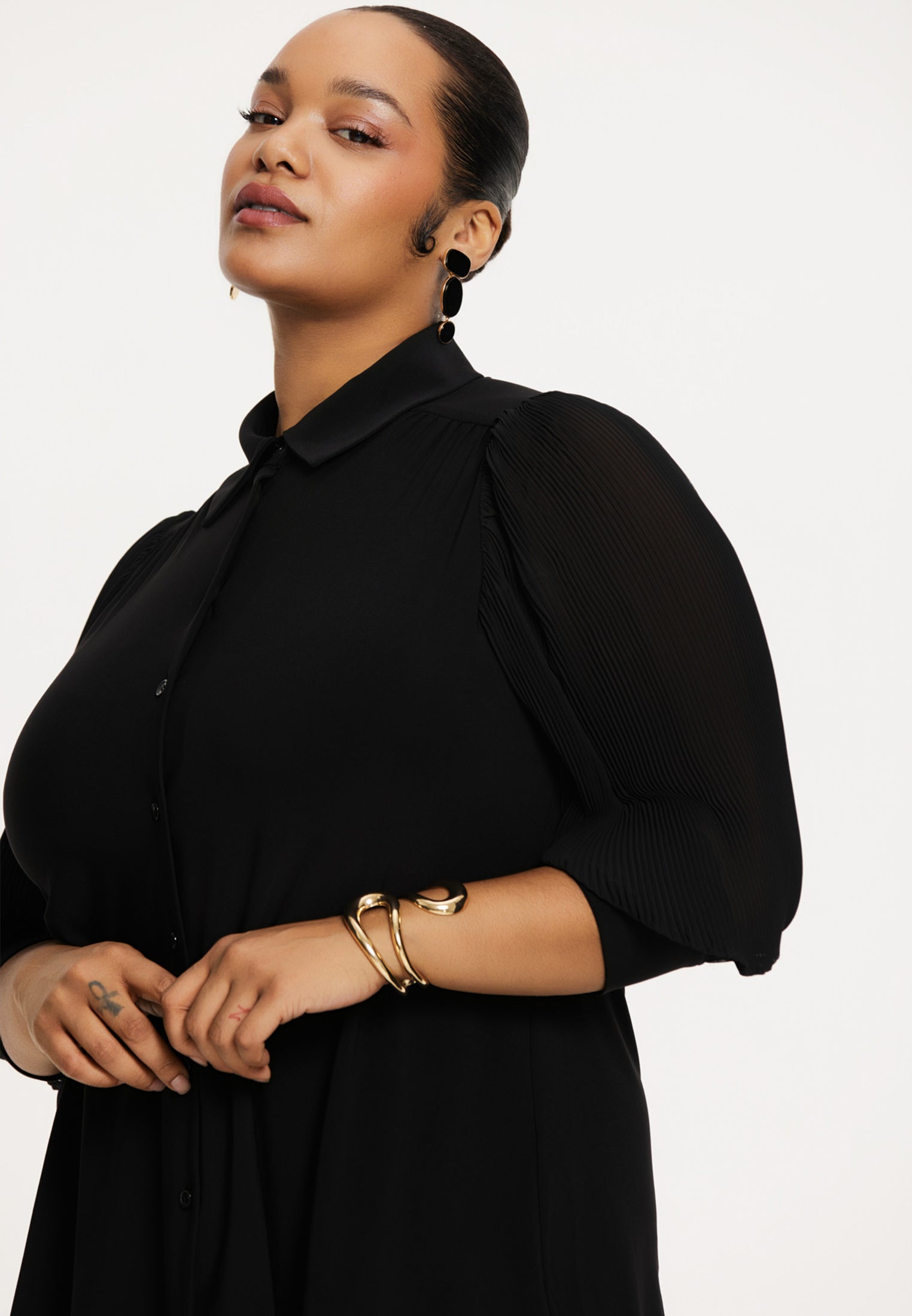 Bluse Plissé Puffärmel von Yoek