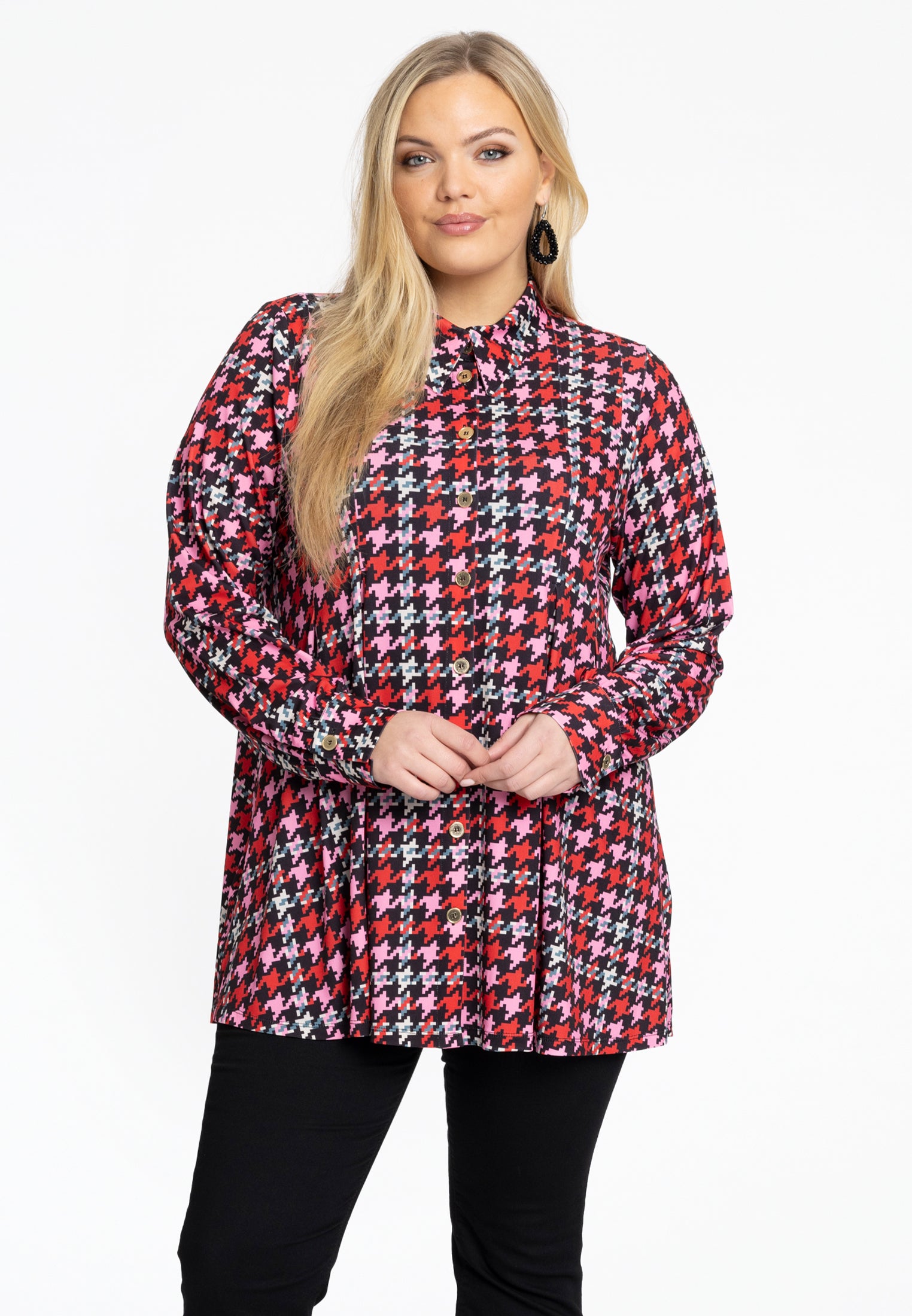 Bluse flare PIED DE POULE von Yoek