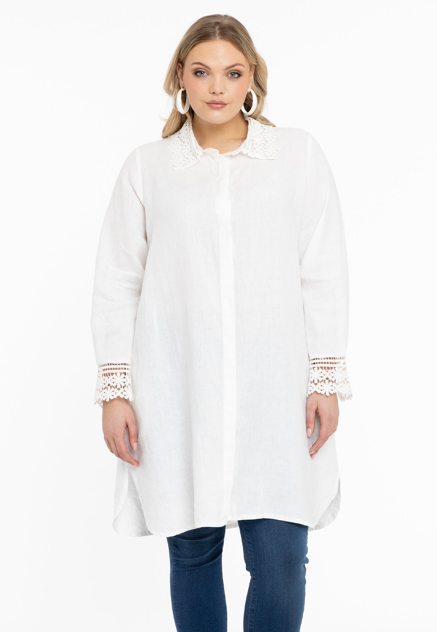 Bluse mit Spitze LINEN von Yoek