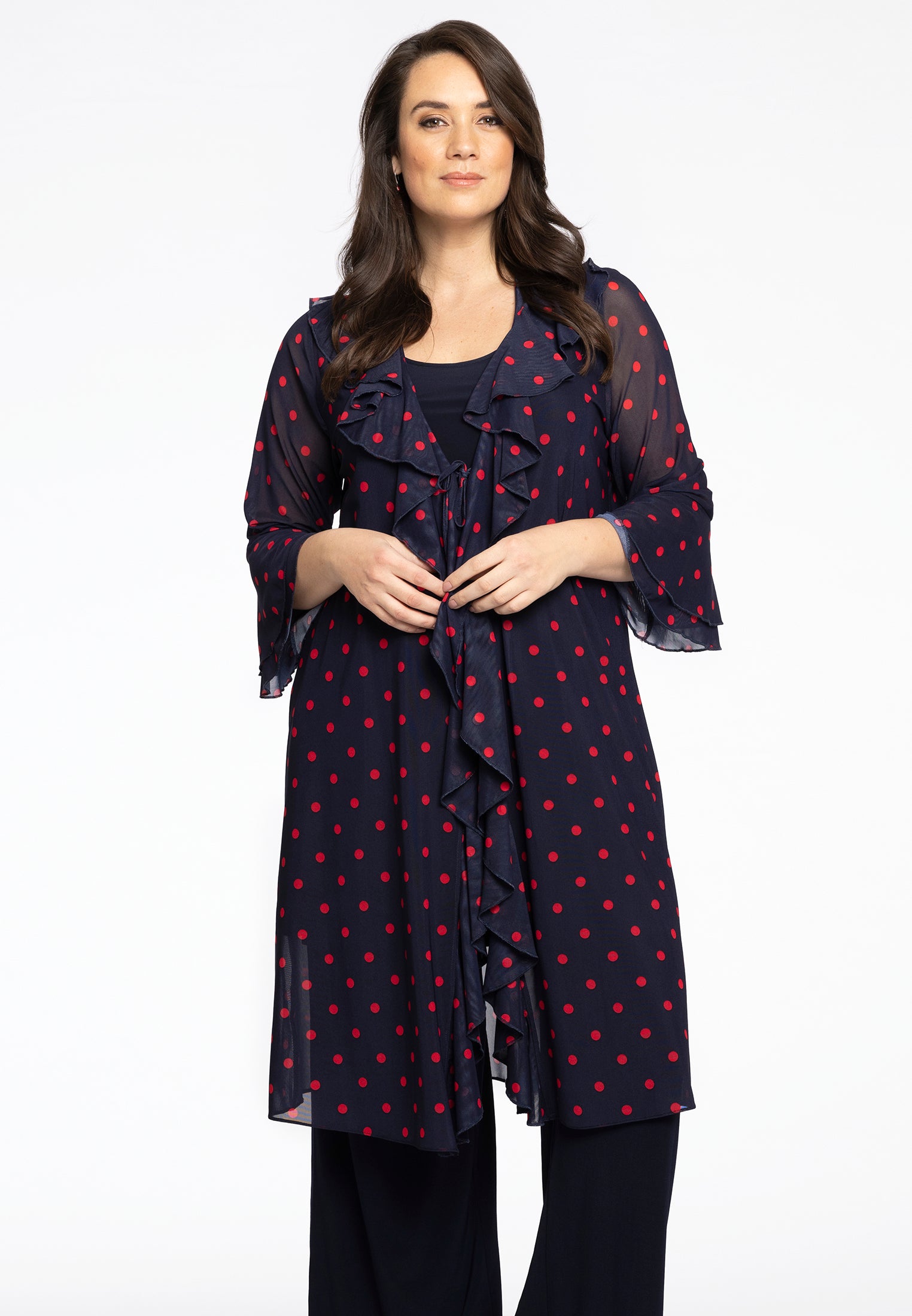 Cardi-Bluse mit Rüschen Dots von Yoek