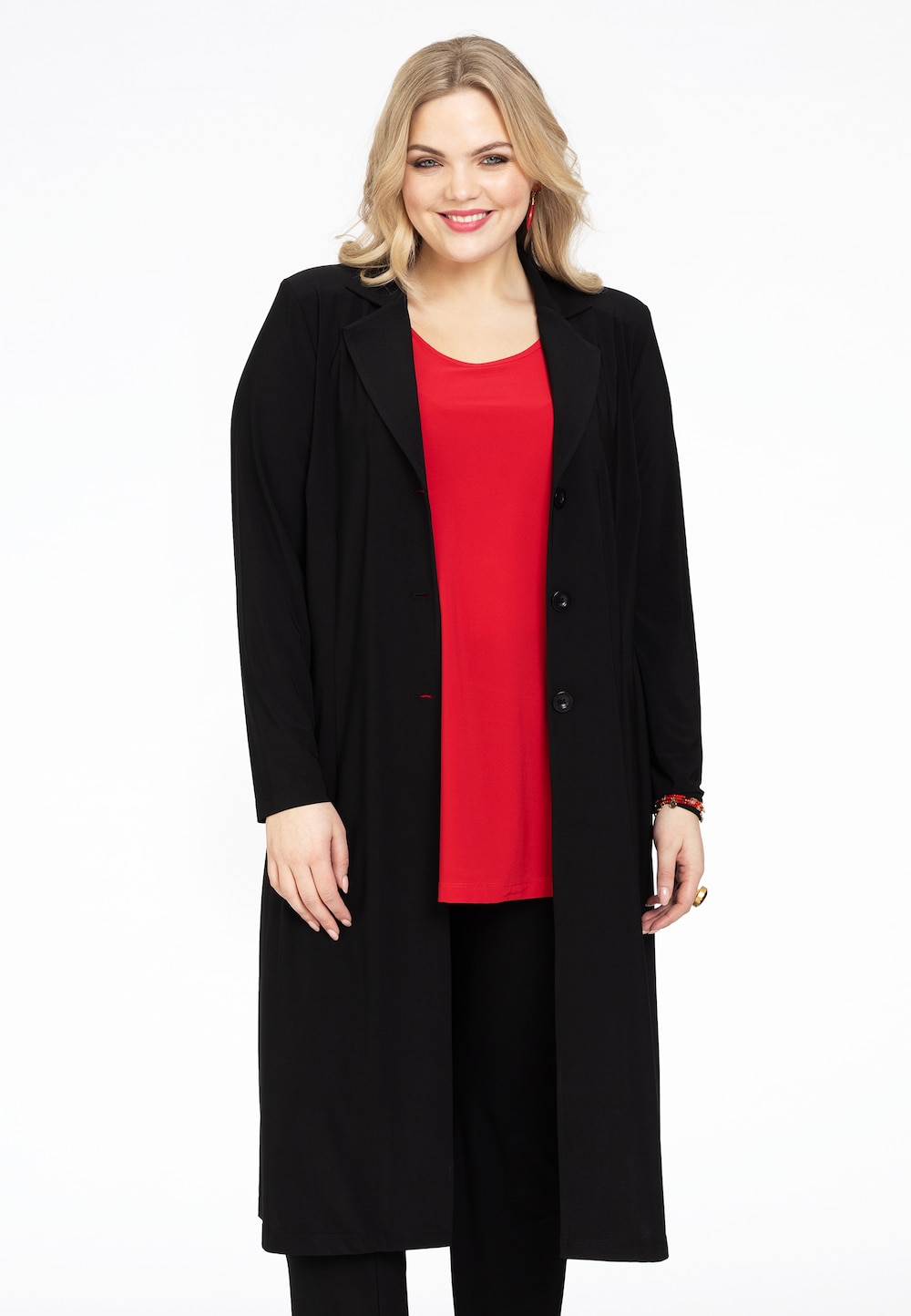 Große Größen Blazer mit Langarm, Damen, schwarz, Größe: 46/48, Polyester, Happy Size Women von Yoek