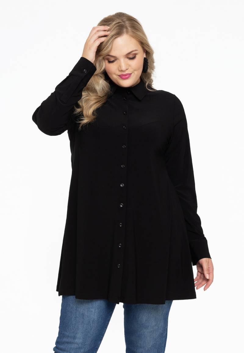 Große Größen Bluse mit Langarm, Damen, schwarz, Größe: 46/48, Polyester, Happy Size DE Women von YOEK