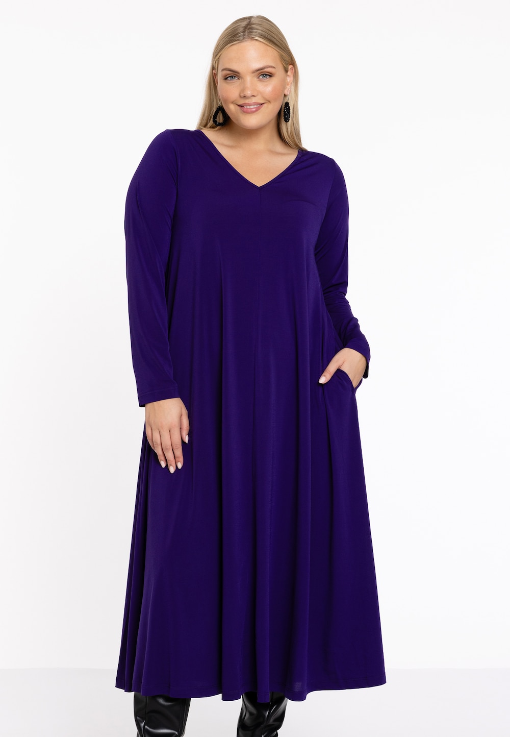 Große Größen Kleid mit Langarm, Damen, lila, Größe: 54/56, Polyester, Happy Size Women Große Größen Kleid mit Langarm, Damen, lila, Größe: 54/56, Polyester, Happy Size Women von Yoek