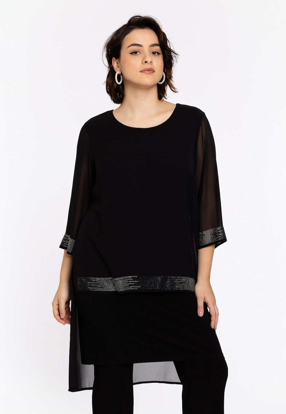Große Größen Kleid mit Langarm, Damen, schwarz, Größe: 46/48, Polyester, Happy Size Women Große Größen Kleid mit Langarm, Damen, schwarz, Größe: 46/48, Polyester, Happy Size Women von Yoek