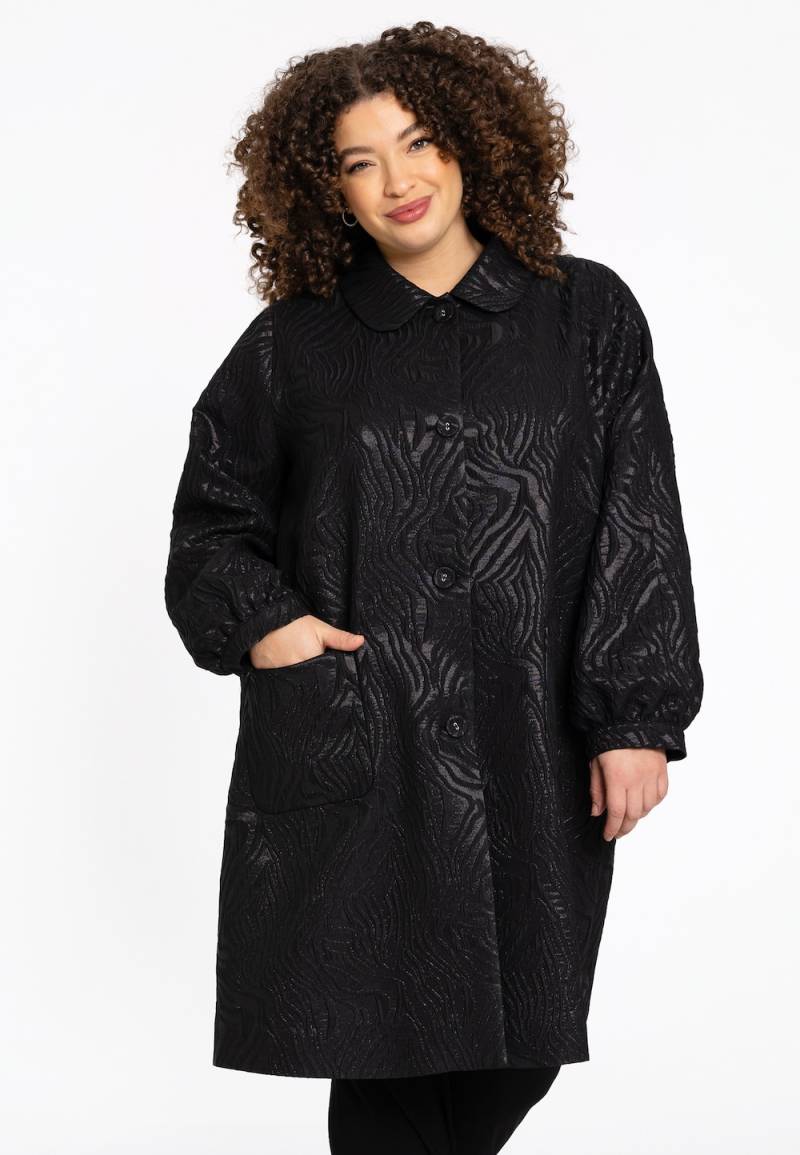 Große Größen Mäntel mit Langarm, Damen, schwarz, Größe: 58/60, Polyester/Baumwolle, Happy Size DE Women von YOEK