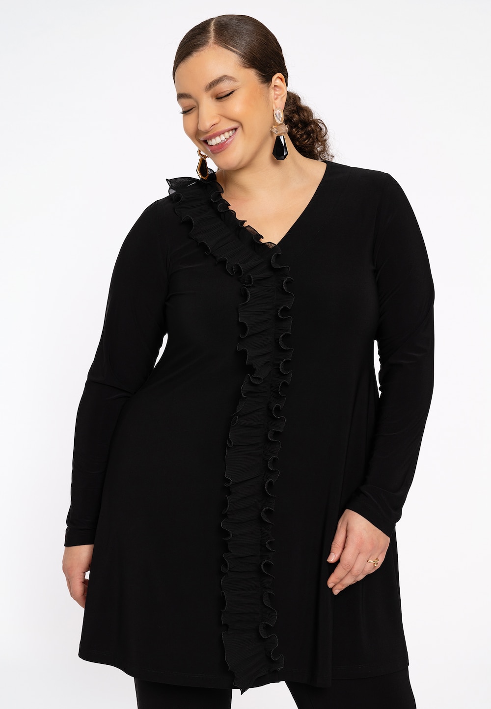 Große Größen Tunika Lockere Passform, Damen, schwarz, Größe: 54/56, Polyester, Happy Size Women Große Größen Tunika Lockere Passform, Damen, schwarz, Größe: 54/56, Polyester, Happy Size Women von Yoek
