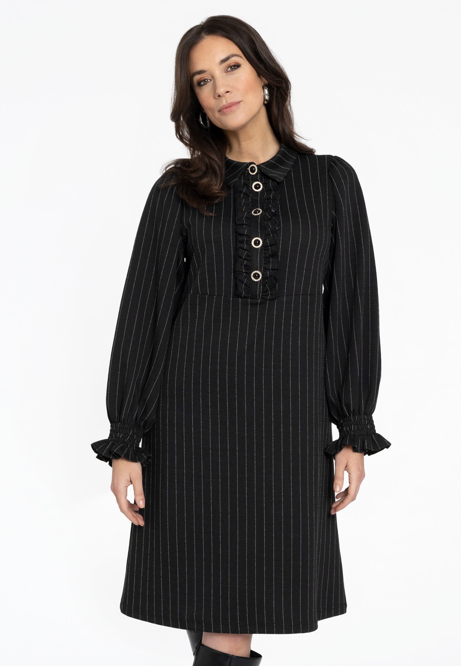 Kleid mit Rüschen PINSTRIPE von Yoek
