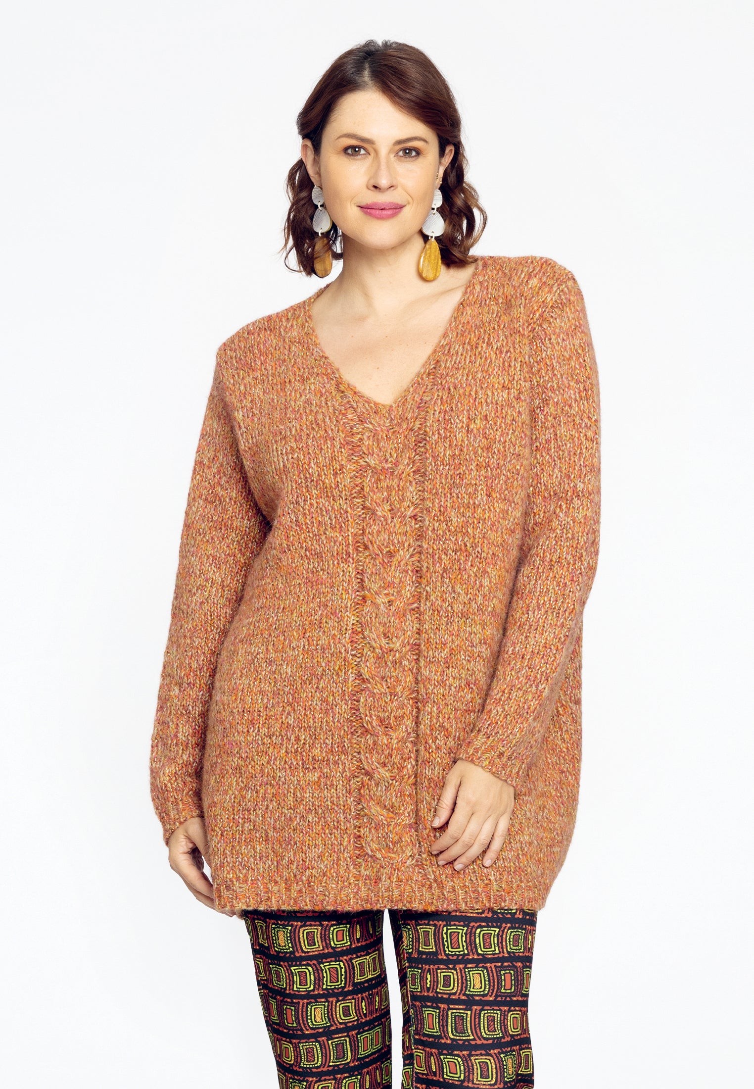 Pullover mit Zopfdetail Lurex von Yoek