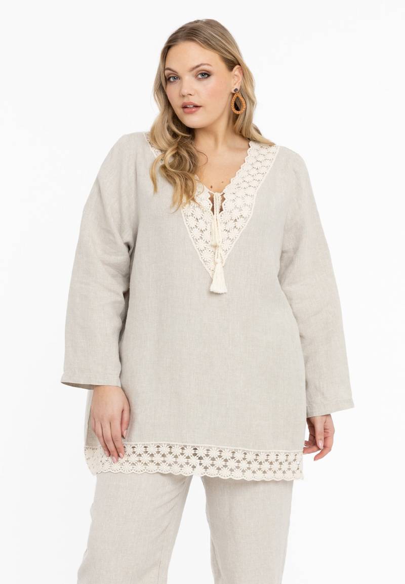 Weite Bluse mit Spitze LINEN von Yoek
