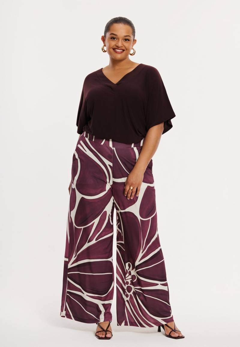 Weite Hose FLORAL MERLOT von Yoek