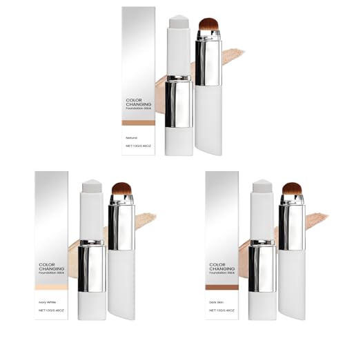 Farbwechselnder Foundation-Stick – Make-up-Grundlage mit hoher bis mittlerer Deckkraft und abnehmbarem Pinsel | Aufbaubare Deckkraft, glatte und feuchtigkeitsspendende Haut (Combination) von Yoelau
