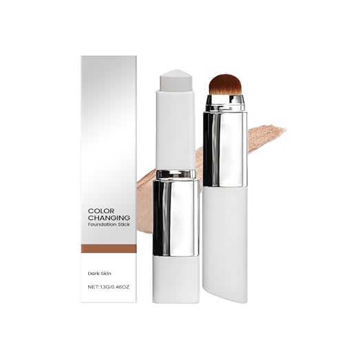 Farbwechselnder Foundation-Stick – Make-up-Grundlage mit hoher bis mittlerer Deckkraft und abnehmbarem Pinsel | Aufbaubare Deckkraft, glatte und feuchtigkeitsspendende Haut (Dark Skin) von Yoelau