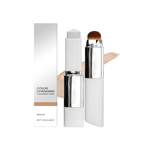 Farbwechselnder Foundation-Stick – Make-up-Grundlage mit hoher bis mittlerer Deckkraft und abnehmbarem Pinsel | Aufbaubare Deckkraft, glatte und feuchtigkeitsspendende Haut (Natural) von Yoelau