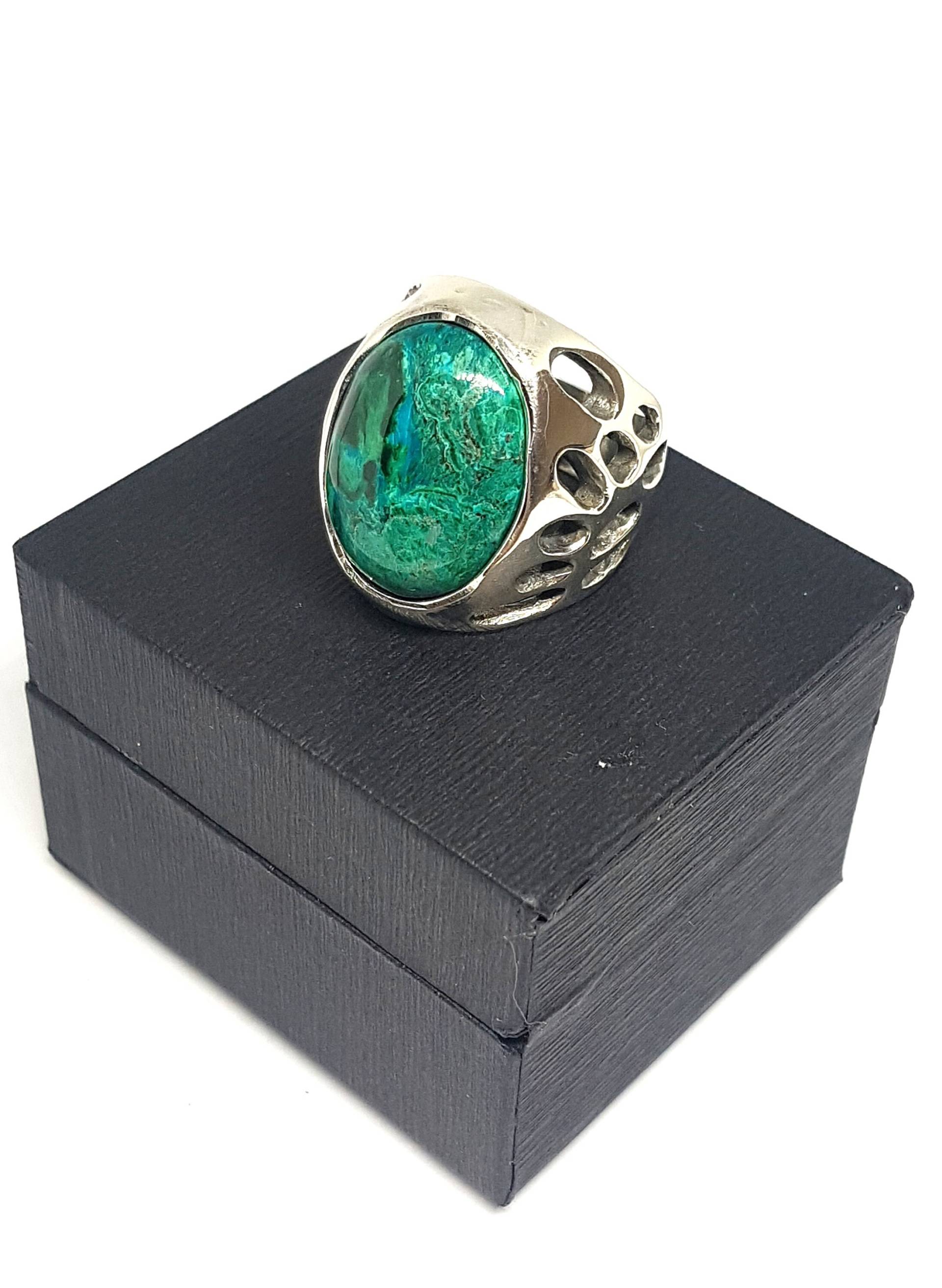 925 Silber Eilat Stein Ring, Handgefertigt Design, Unisex Ring, Herren Ring, Eilat Frauen Ring von YoelsJewelry