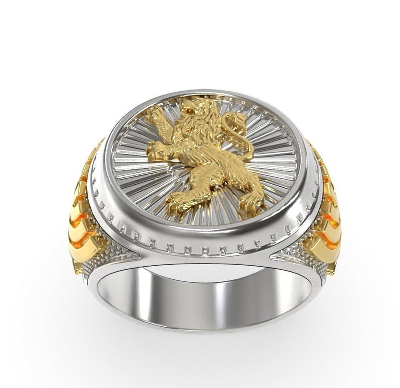925Er Silber Gold Davidstern Ring, Menora Männer Löwe Von Jejuda Löwenring, Löwenring Für von YoelsJewelry