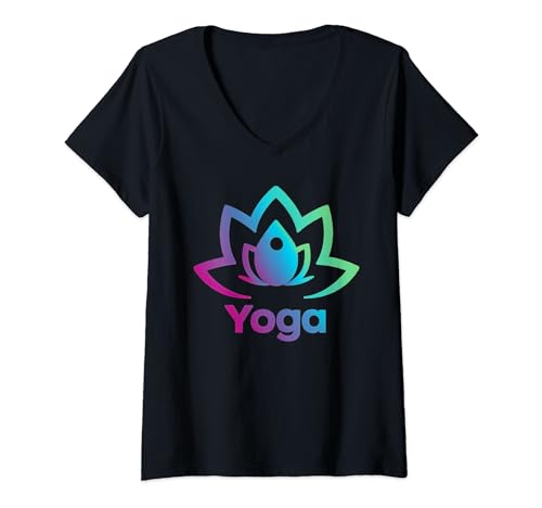 Damen Yoga Text - Motiv Meditationsmotiv, Yogatraning, Yogatrainer T-Shirt mit V-Ausschnitt von Yoga, Meditation, Buddha, Mantra, Chakra-Om-Motiv