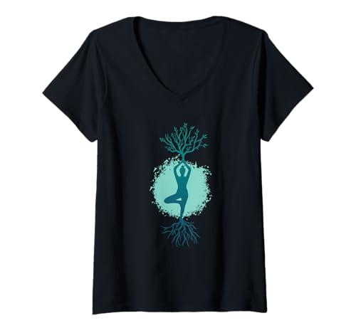 Damen Yoga Meditation Mandala Motiv Spiritualität Lotus T-Shirt mit V-Ausschnitt Damen Yoga Meditation Mandala Motiv Spiritualität Lotus T-Shirt mit V-Ausschnitt von Yoga Achtsamkeit Entspannung