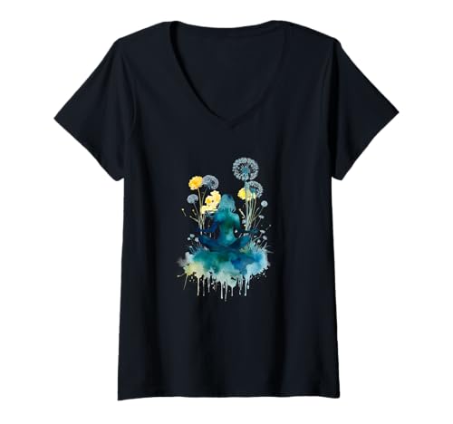 Damen Yoga Meditation Mandala Motiv Spiritualität Lotus T-Shirt mit V-Ausschnitt Damen Yoga Meditation Mandala Motiv Spiritualität Lotus T-Shirt mit V-Ausschnitt von Yoga Achtsamkeit Entspannung