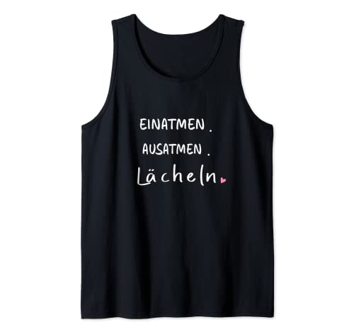 Yoga Anti Stress Geschenkeshop - Einatmen. Ausatmen. Lächeln - Damen & Teenager Unisex Tank Top Schwarz S EU 38/40 von Yoga Anti Stress Geschenkeshop
