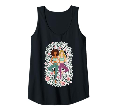 Damen Soulful Bloom Yoga Damen Empowering Poses Tank Top Damen Soulful Bloom Yoga Damen Empowering Poses Tank Top von Yoga Balance Floral Serenity Friends