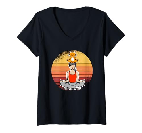 Damen Yoga Katzen Katze Meditation Katzenliebhaber Namaste Katze T-Shirt mit V-Ausschnitt Damen Yoga Katzen Katze Meditation Katzenliebhaber Namaste Katze T-Shirt mit V-Ausschnitt von Yoga Cats Cat Meditation