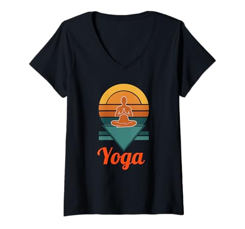 Damen Yoga-Meditator T-Shirt mit V-Ausschnitt Damen Yoga-Meditator T-Shirt mit V-Ausschnitt von Yoga Design Co.