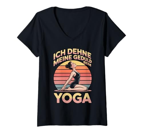 Damen Ich Dehne Meine Geduld Beim Yoga Design T-Shirt mit V-Ausschnitt Damen Ich Dehne Meine Geduld Beim Yoga Design T-Shirt mit V-Ausschnitt von Yoga Entspannung Meditation Achtsamkeit