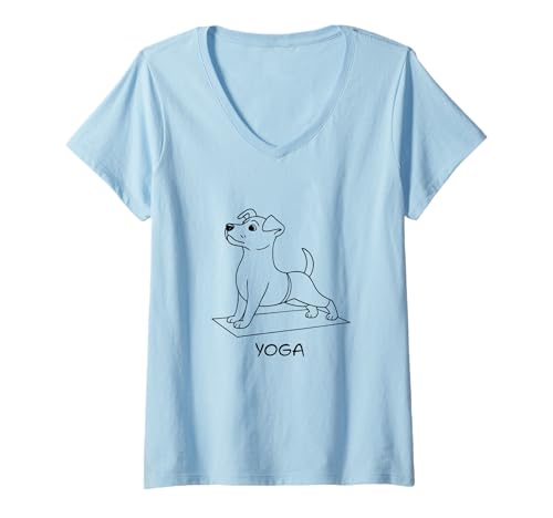 Damen Yoga Jack Russell Terrier T-Shirt mit V-Ausschnitt Damen Yoga Jack Russell Terrier T-Shirt mit V-Ausschnitt von Yoga Gifts Jack Russell Terrier Tees