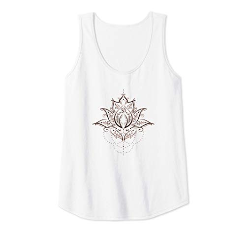 Damen Lotus Blume mit Yoga Mehndi Om Symbol Geschenk für Fitness Tank Top von Yoga Harmony by Christine Krahl