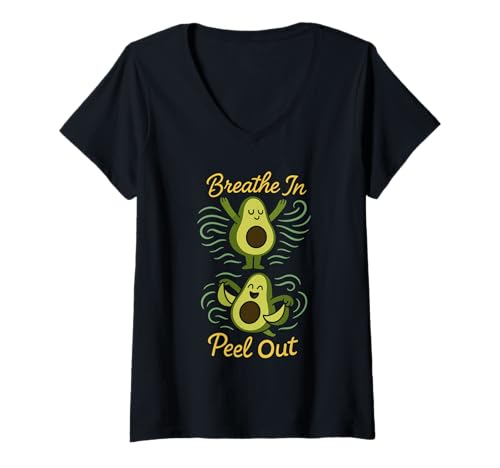Damen Avocado Yoga Funny Namaste Pun Fitnessstudio auf pflanzlicher Basis T-Shirt mit V-Ausschnitt Damen Avocado Yoga Funny Namaste Pun Fitnessstudio auf pflanzlicher Basis T-Shirt mit V-Ausschnitt von Yoga Humor Healthy Lifestyle Foodie Wellness Gift