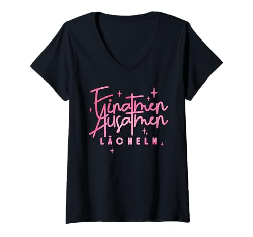 Damen Yoga Lächeln Spruch Lustig Für Yogi Und Spirituell Sport T-Shirt mit V-Ausschnitt Damen Yoga Lächeln Spruch Lustig Für Yogi Und Spirituell Sport T-Shirt mit V-Ausschnitt von Yoga Lächeln Spruch Meditation Lustig Witzig Asana
