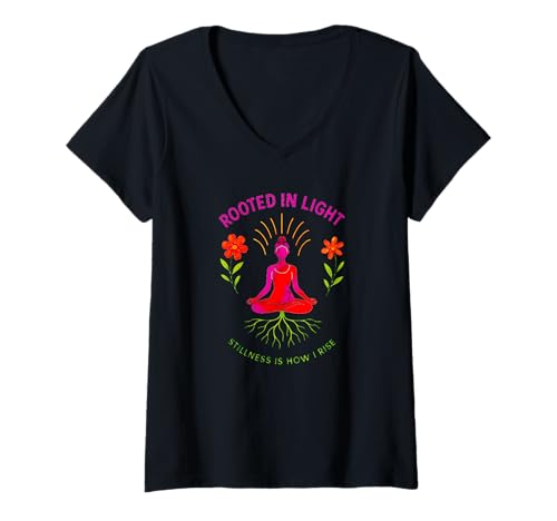 Damen Verwurzelt in leichtem Yoga-Meditationsdesign T-Shirt mit V-Ausschnitt Damen Verwurzelt in leichtem Yoga-Meditationsdesign T-Shirt mit V-Ausschnitt von Yoga Lover by Anitaluz
