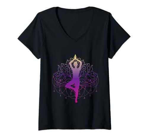 Damen Yoga Meditationskleidung / Zubehör / Energetik / OM T-Shirt mit V-Ausschnitt von Yoga Meditation Bekleidungszubehör Energetics
