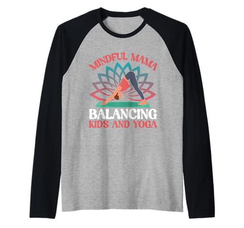 Achtsame Mama balanciert Kinder und Yoga-Mama Raglan Achtsame Mama balanciert Kinder und Yoga-Mama Raglan von Yoga Mom Gifts