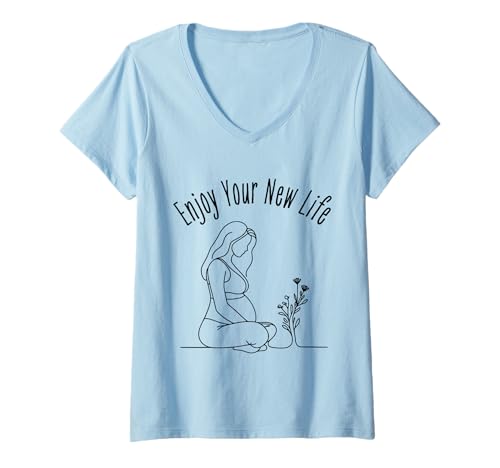 Damen Pränatal Yoga Enjoy Your New Life T-Shirt mit V-Ausschnitt Damen Pränatal Yoga Enjoy Your New Life T-Shirt mit V-Ausschnitt von Yoga Pregnant Mum Namaste Mamaste