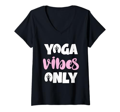 Damen Yoga Vibes Only Meditation Funny Meditate Zitat T-Shirt mit V-Ausschnitt Damen Yoga Vibes Only Meditation Funny Meditate Zitat T-Shirt mit V-Ausschnitt von Yoga Relaxation Meditation Peaceful Mind