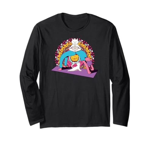 Yoga Chakra Mandala Meditation Frauen Yoga Katze Pilates Langarmshirt von Yoga Shirts Damen und Herren Geschenke Zubehör
