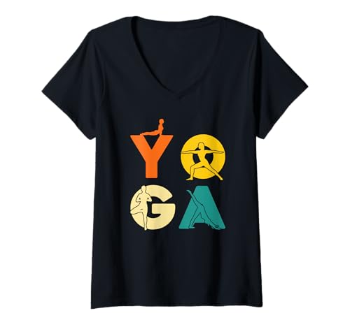 Damen Yoga Asanas Buchstaben Posen Meditation Frieden Spirituelles Workout T-Shirt mit V-Ausschnitt Damen Yoga Asanas Buchstaben Posen Meditation Frieden Spirituelles Workout T-Shirt mit V-Ausschnitt von Yoga Spiritual Om Outfit Sayings Meditation
