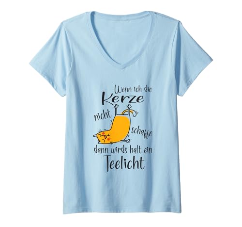 Damen Yoga Katze mit Spruch T-Shirt mit V-Ausschnitt von Yoga Sprüche mit Katzen